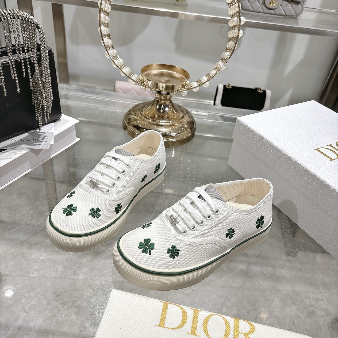 Dior-Dioramour-Saltwind-Sneakers-Shoes-White-Cotton-Embroidered-with-Multicolor-Doves-Roses-Motif-35To41