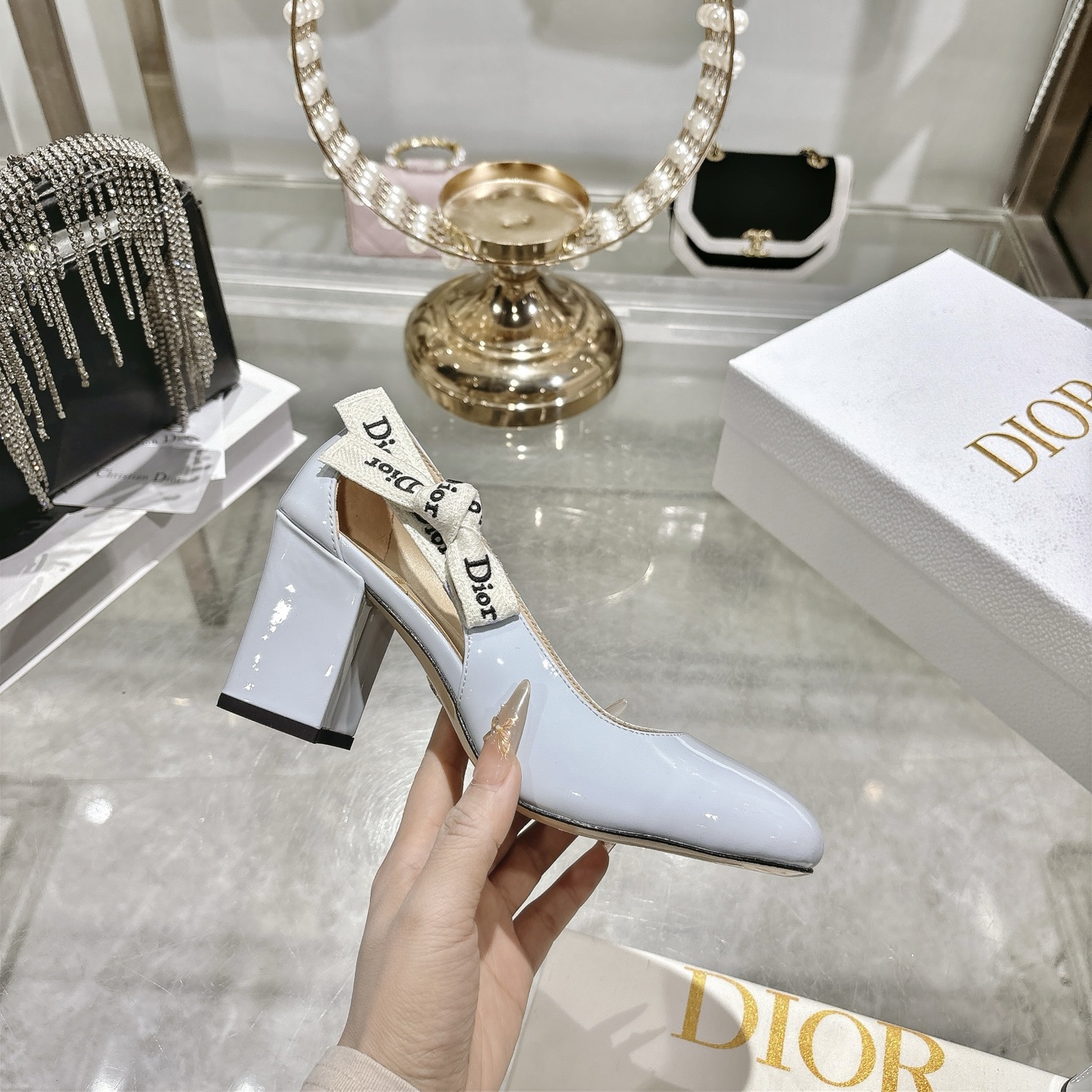 Dior-Jadior-Light-Blue-Patent-Calfskin-Leather-Pumps-Shoes-85MM-35To41