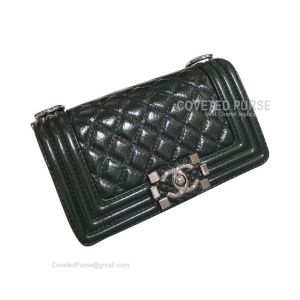 Chanel Boy Bag Small In Blackish Green Wax Calfskin With Shiny Silver HW