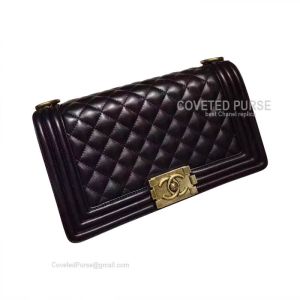 Chanel Boy Bag Medium In Black Lambskin With Gold HW