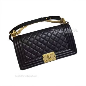 Chanel Boy Bag Medium In Black Caviar With Golden HW