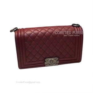 Chanel Boy Bag Medium In Wine Caviar With Silver HW
