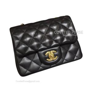 Chanel Mini Flap Bag Black Lambskin With Gold HW