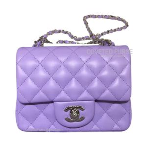 Chanel Mini Flap Bag Lavender Purple Lambskin With Silver HW