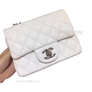 Chanel Mini Flap Bag White Caviar With Silver HW