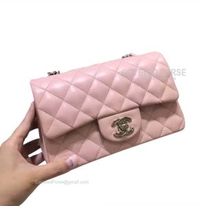 Chanel Mini Rectangular Flap Bag Light Pink Lambskin With Silver HW