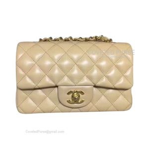 Chanel Mini Flap Bag Rectangular Apricot Lambskin With Gold HW