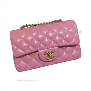 Chanel Mini Rectangular Flap Bag Sakura Pink Lambskin With Gold HW