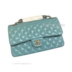 Chanel Medium Flap Bag Mint Green Lambskin With Gold HW