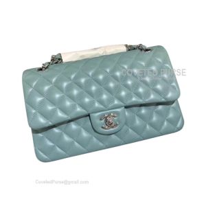 Chanel Medium Flap Bag Mint Green Lambskin With Silver HW