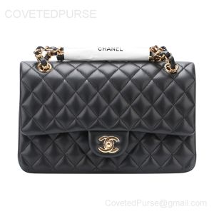 Chanel Medium Flap Bag Black Lambskin With Gold HW