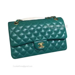 Chanel Medium Flap Bag Lake Green Lambskin With Gold HW