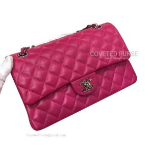 Chanel Medium Flap Bag Rose Lambskin With Silver HW