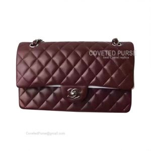 Chanel Medium Flap Bag Bordeaux Lambskin With Silver HW