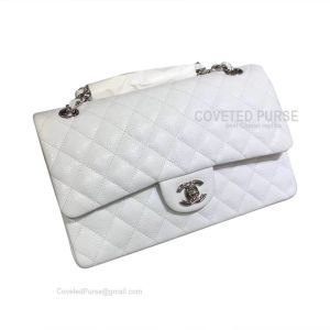 Chanel Medium Flap Bag White Caviar With Silver HW