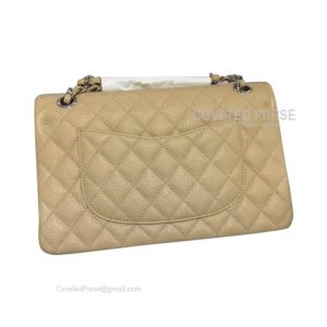 Chanel Medium Flap Bag Apricot Caviar With Shiny Silver HW