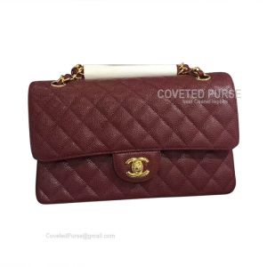 Chanel Medium Flap Bag Bordeaux Caviar With Gold HW