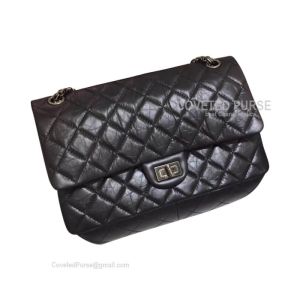 Chanel New Medium Reissue Black Crumpled Calfskin With Silver HW