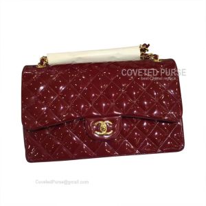 Chanel Jumbo Flap Bag Patent In Wine With Gold HW
