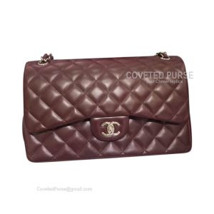 Chanel Jumbo Flap Bag Jujube Red Lambskin With Silver HW