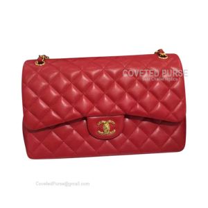 Chanel Jumbo Flap Bag Red Caviar With Gold HW