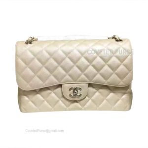 Chanel Jumbo Flap Bag Khaki Caviar With Silver HW