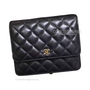Chanel Small Flap WOC Lambskin With Gold HW Black