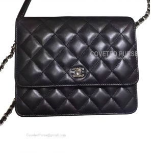 Chanel Small Flap WOC Lambskin With Silver HW Black