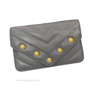 Chanel Flap WOC Lambskin Chevron With Gold HW Dark Grey