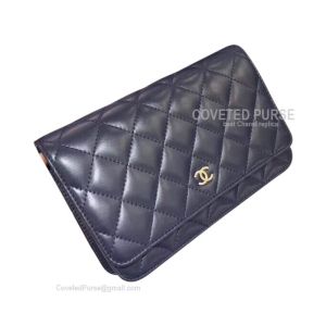 Chanel Flap WOC Lambskin With Silver HW Sapphire