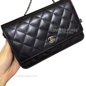 Chanel Flap WOC Lambskin With Silver HW Black