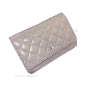 Chanel Flap WOC Lambskin With Silver HW Gray
