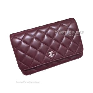 Chanel Flap WOC Lambskin With Silver HW Bordeaux