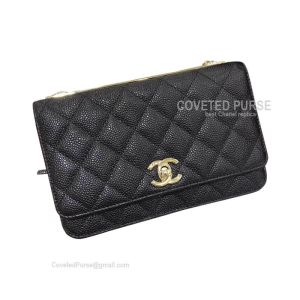 Chanel Flap WOC Caviar With Shiny Gold HW Black