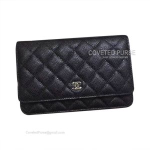 Chanel Flap WOC Caviar With Silver HW Black