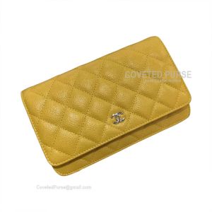 Chanel Flap WOC Caviar With Silver HW Mango Yellow