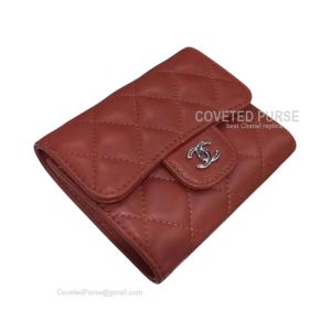 Chanel Classic Small Wallet In Bordeaux Lambskin With Shiny Silver HW