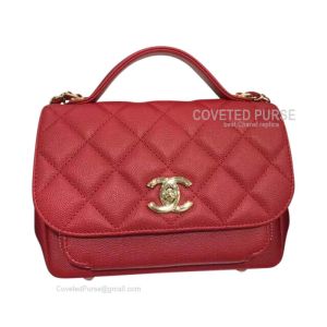 Chanel Messenger Flap Bag Small In Red Caviar With Shiny Gold HW