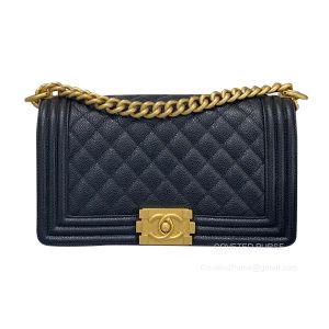 Chanel Le Boy Bag Medium in Black Grained with Brushed GHW