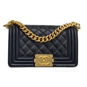 Chanel Le Boy Bag small in black Lambskin with Brushed GHW