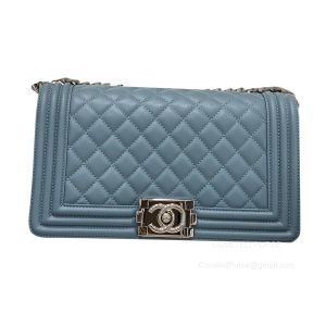 Chanel Le Boy Bag Medium in Haze blue Lambskin with Shiny SHW