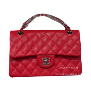 Chanel Small Flap Handbag Red Caviar With SHW