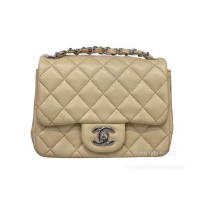 Chanel Mini Flap Handbag Square apricot Lambskin with SHW