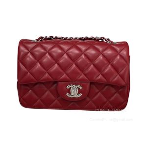 Chanel Rectangular Mini Flap Handbag wine Lambskin with SHW