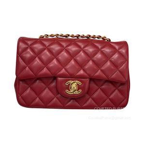 Chanel Mini Flap Handbag Rectangular wine Lambskin with GHW