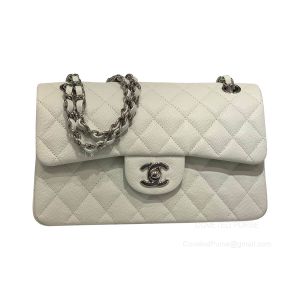 Chanel Small White Caviar Flap Handbag with SHW