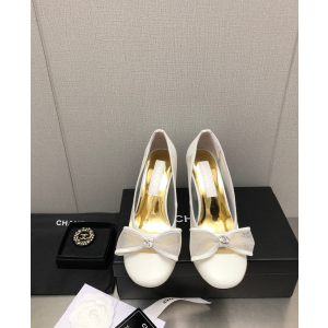 Chanel CC Bowknot White Mesh Pumps 80MM