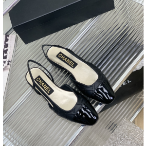 Chanel CC Quilted Leather Slingback Ballet Flat Black