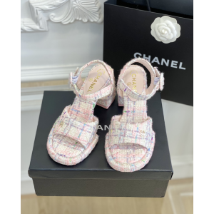 Chanel CC Tweed High Heel Sandal Pink