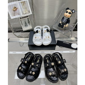 Chanel Dad CC Quilted Leather Sandal Black